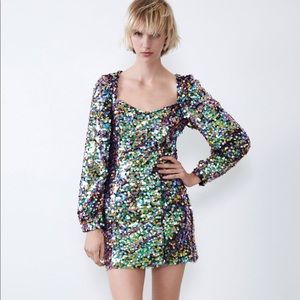 NWT Zara long sleeve sequin minidress